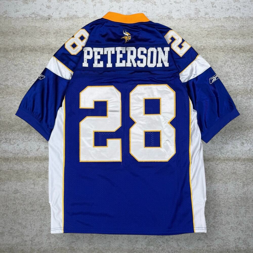Vintage Y2K Reebok Minnesota Vikings Jersey Mens XL Purple Adrian Peterson - Picture 2 of 5